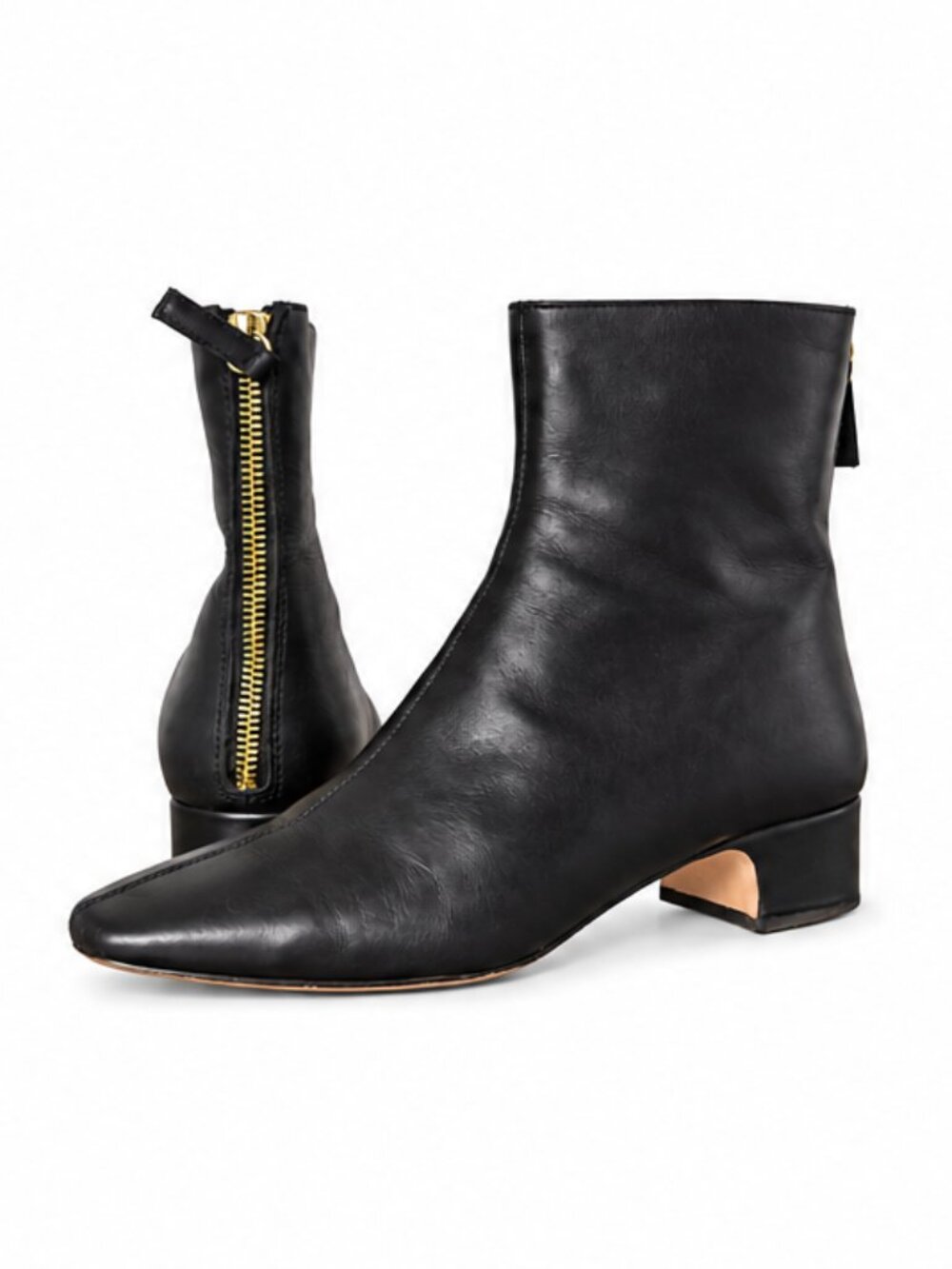 J.Crew Black Leather Ankle Boots Women 8 Minimalist Quiet Luxury Office Fall